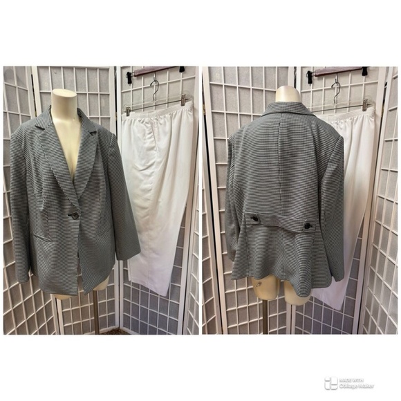 Emily,Women,Jacket+Pant Suit,Black-White,Sz 20,Button,Long Sleeve,rolled waist.! - Picture 1 of 15